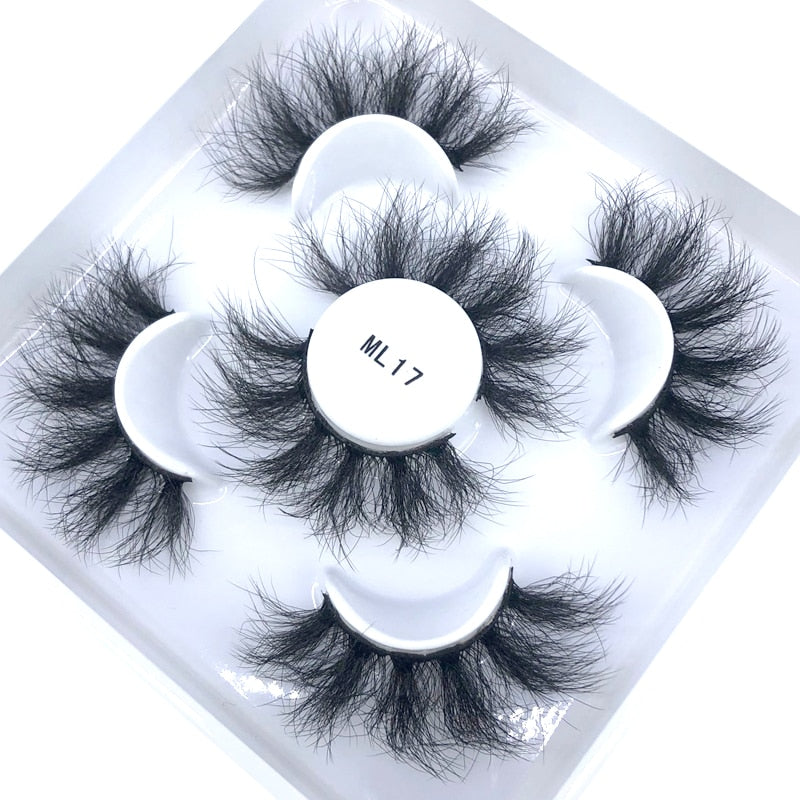 Reusable mink eyelashes 25mm lashes fluffy messy 3D mink lashes 3 pairs natural Long Thick false eyelashes extension