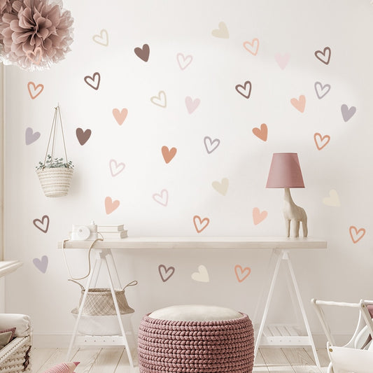 36pcs Heart Shape Boho Style Wall Stickers Bohemian Wall Decals for Living Room Bedroom Nursery Kids Room Home Decor