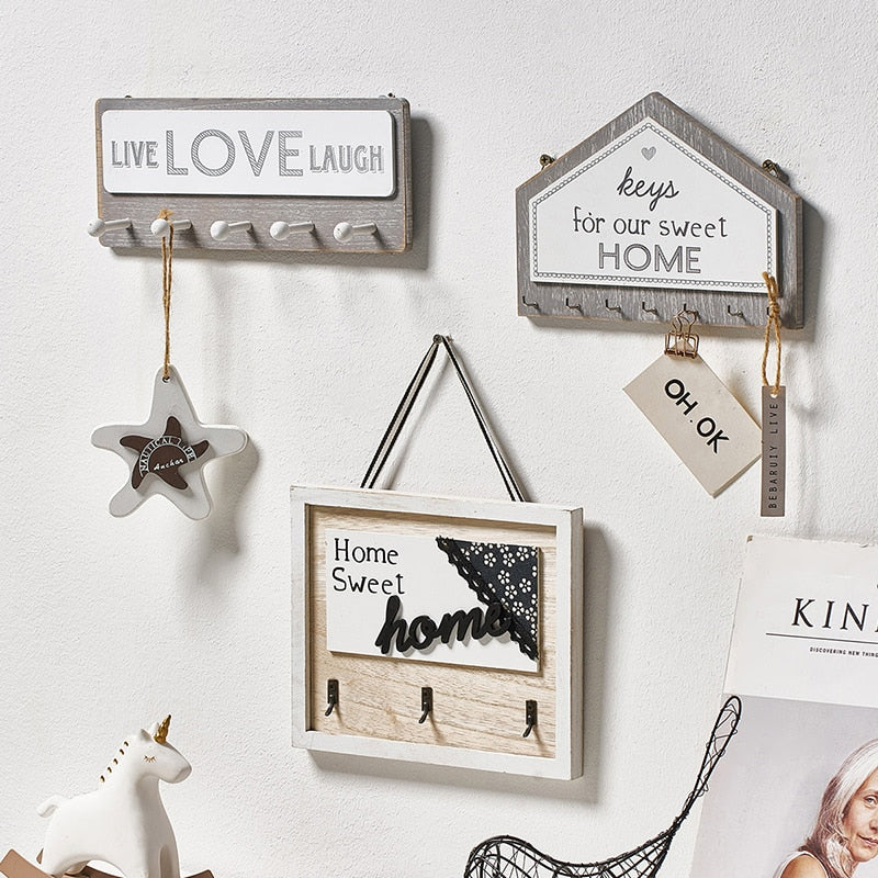 Rack Storage Rack Key Wooden Hanger Home Wall Vintage Hallway Home Space Saving Small Bedroom Decorative Room Rack Home Decor
