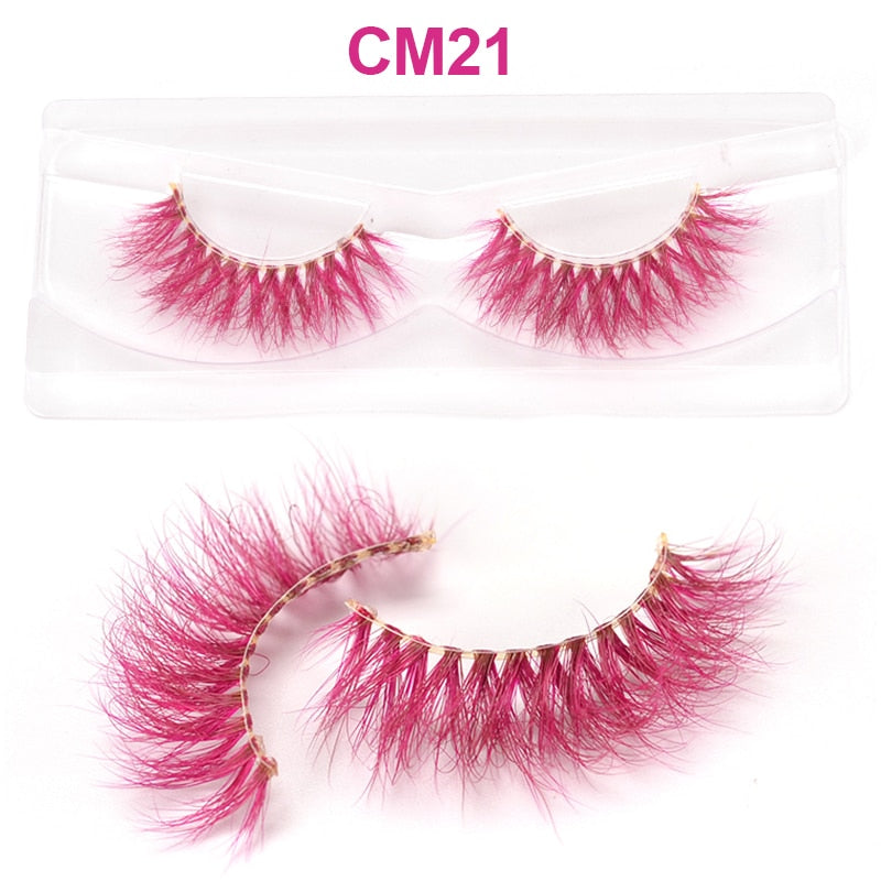 7 Colors Rainbow Eyelashes Princess Cilia Real Mink Fluffy Colored False Lashes for Halloween Party Cosplay