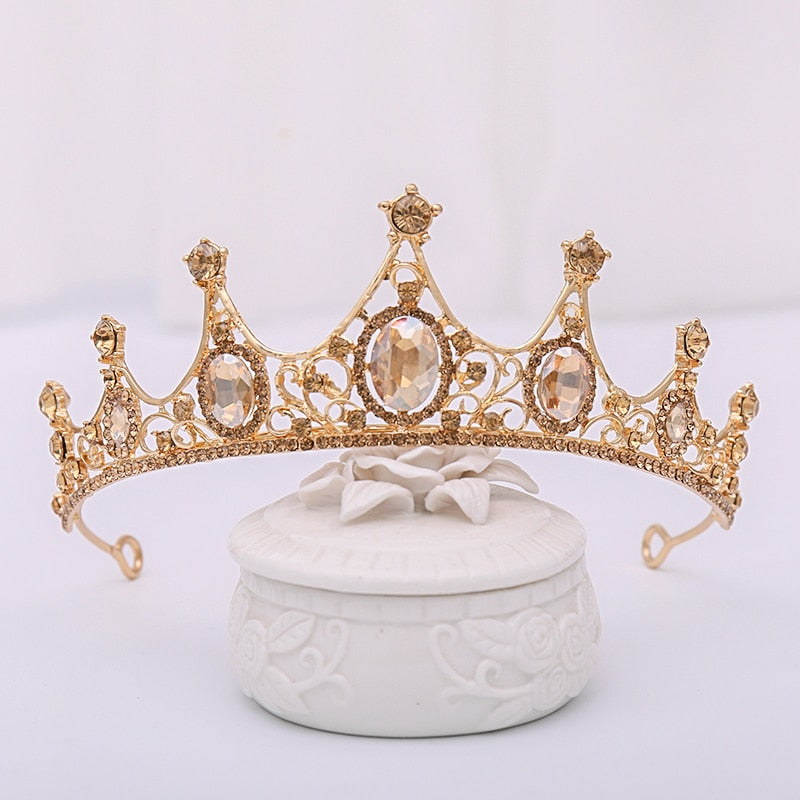 Wedding Hair Accessories Baroque Rhinestone Crystal Crown Tiara Wedding Crown Headdress Party Bridal Hair Jewelry Tiaras