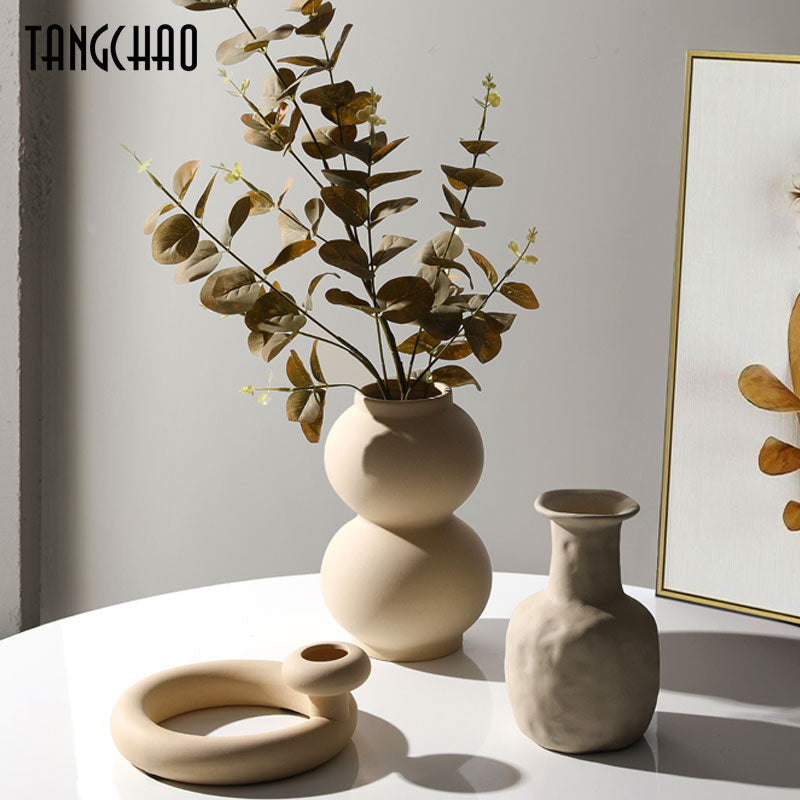 Home Decor Flowers Vase Nordic Ceramic Flower Arrangement Dried Flower Art Home Living Room Decor Vase Decoration