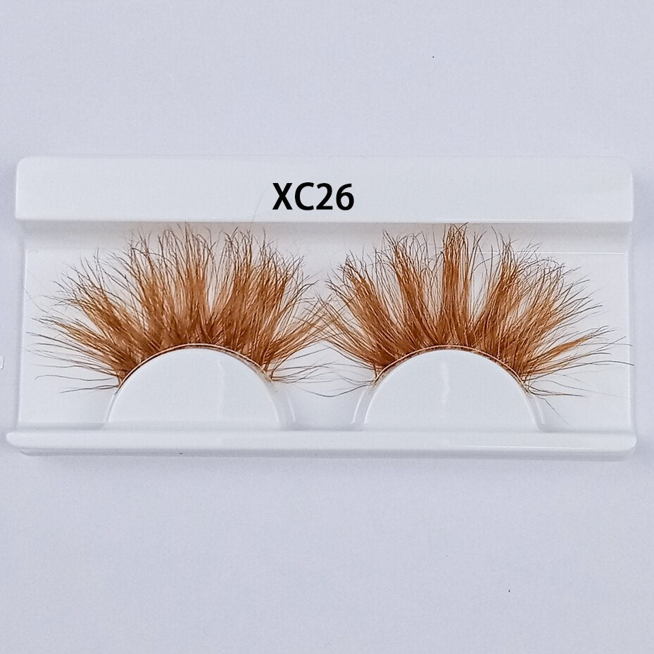 Colored Mink Eyelashes 25mm Lashes Fluffy Messy 3D False Eyelashes Dramatic Long Natural Mink fake Lashes