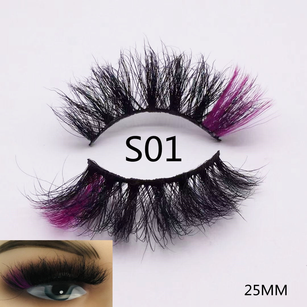 3D Mixed Color Mink Lashes Beauty Natural Individual Eyelashes Fluffy Lash Extension mix pink blue dramatic lash