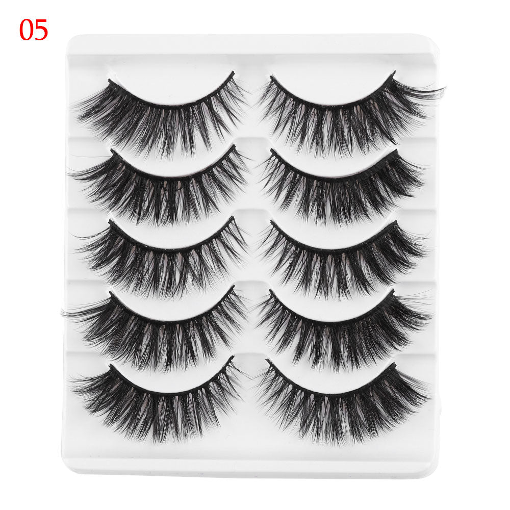 5 Pairs 3D Faux Mink Hair False Eyelashes Wispies Fluffies Drama Natural Long Soft Handmade Cruelty-free Black Lashes