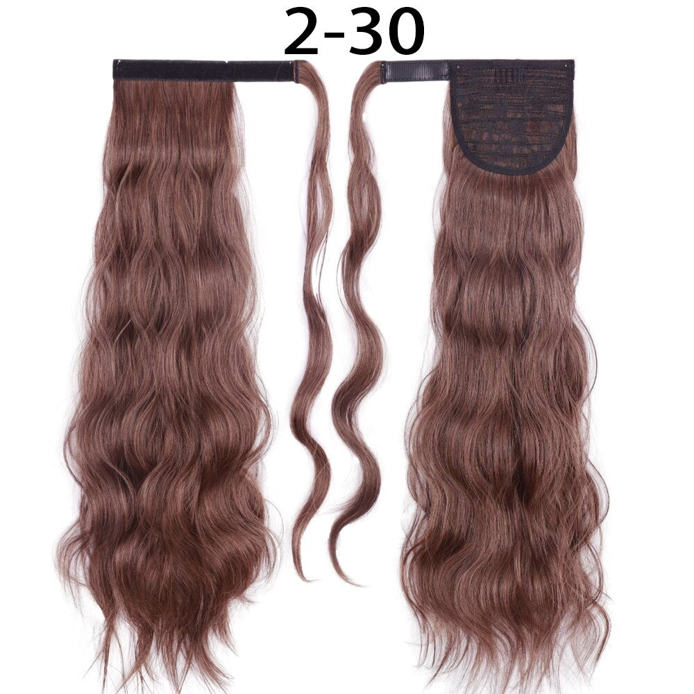 Synthetic Ponytail Extension Long Black Drawstring Wavy Ponytail Hair for Women Body Wavy Ponytail