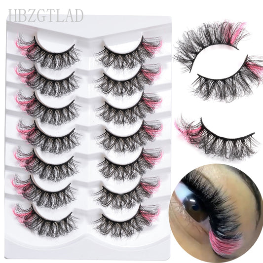 7pairs Colored Lashes 22 Styles 3d Mink Lashes Dramatic Colorful Natural Eyelashes Extension Fake Eyelashes