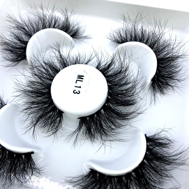 Reusable mink eyelashes 25mm lashes fluffy messy 3D mink lashes 3 pairs natural Long Thick false eyelashes extension
