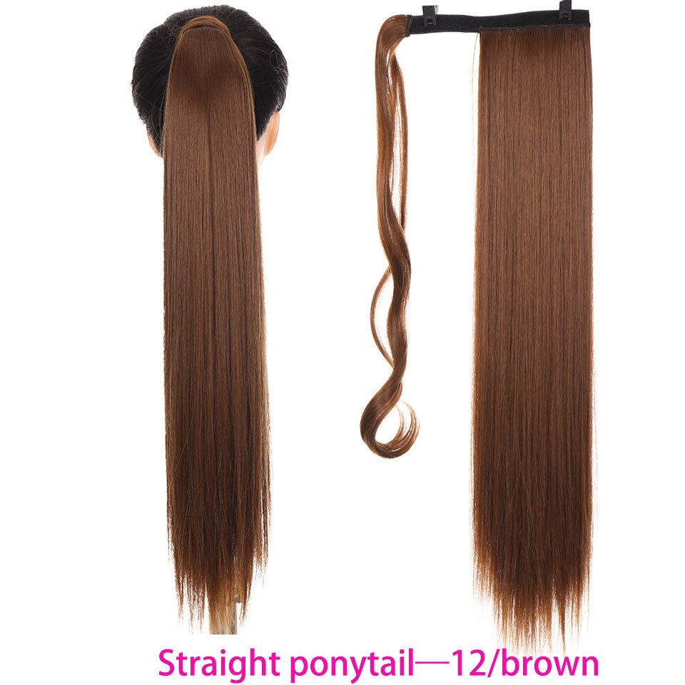 Synthetic Long Straight Wrap Around Clip In Ponytail Hair Extension Heat Resistant Hair Wig