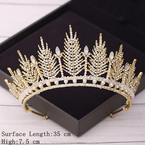 Bridal Crown Golden Wedding Hair Accessories Crystal Rhinestone Bride Wedding Tiaras and Crowns Headpiece Diadema Hair Ornament