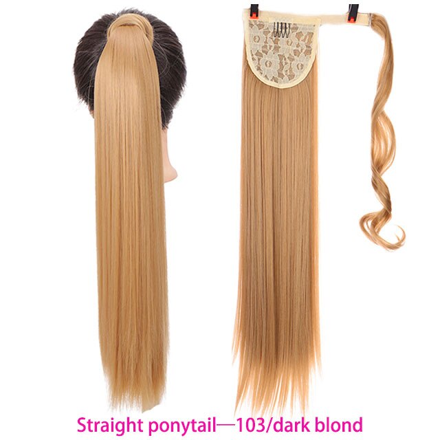 Synthetic Long Straight Wrap Around Clip In Ponytail Hair Extension Heat Resistant Hair Wig