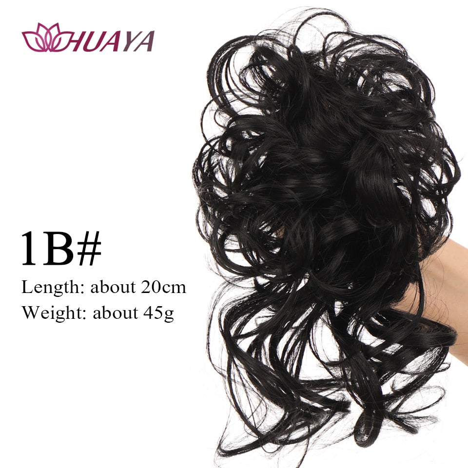 Synthetic Curly Donut Chignon With Elastic Band Scrunchies Messy Hair Bun Updo Hairpieces Extensions for Women