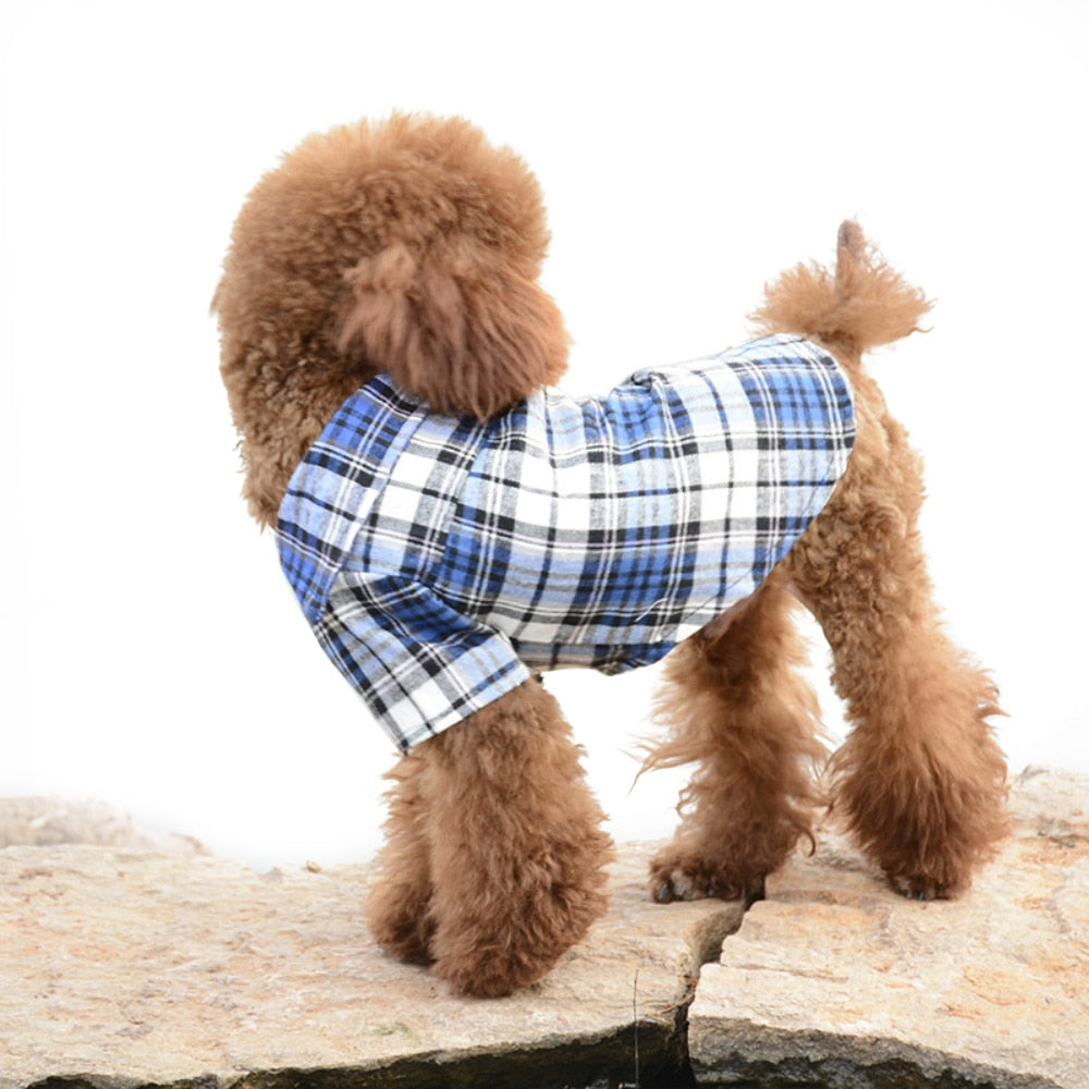 Soft Cotton Short Sleeve Shirts Pet Dog Cat Kitten Clothes Puppy Kitten Clothing Plaid T Shirt