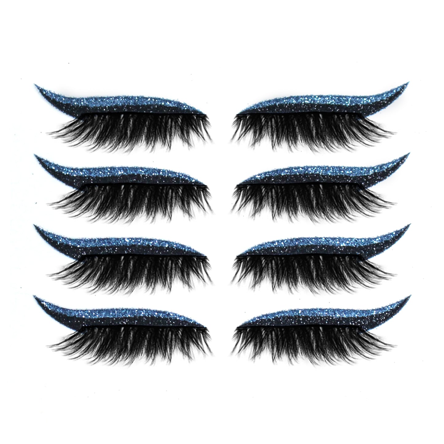 4 Pairs/Set Reusable Eyeliner Stickers Double Eyelid Glitter Silver Eye Makeup Eyelash Stickers Self-adhesive Eye Makeup Tool