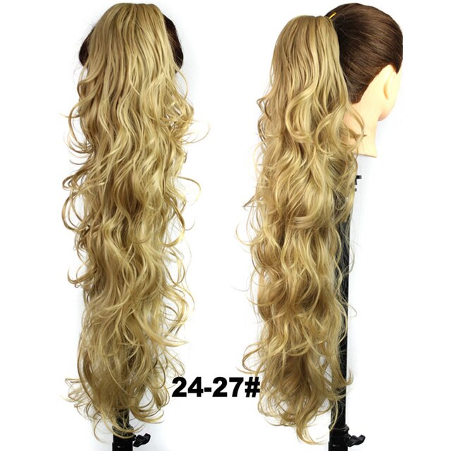 Synthetic Long Wave Ponytail 28 Inch Claw Clip In Hairpieces For Women PonyTail Natural Fake Hair Hairpiece Heat Resistant
