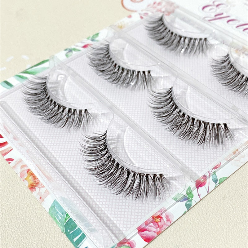 Transparent Terrier 3 Pairs 3D Mink EyeLashes False Lashes Thick EyeLash Lashes Natural Soft Fake EyeLashes