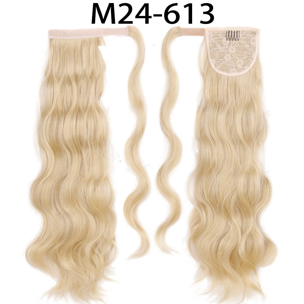 Synthetic Ponytail Extension Long Black Drawstring Wavy Ponytail Hair for Women Body Wavy Ponytail