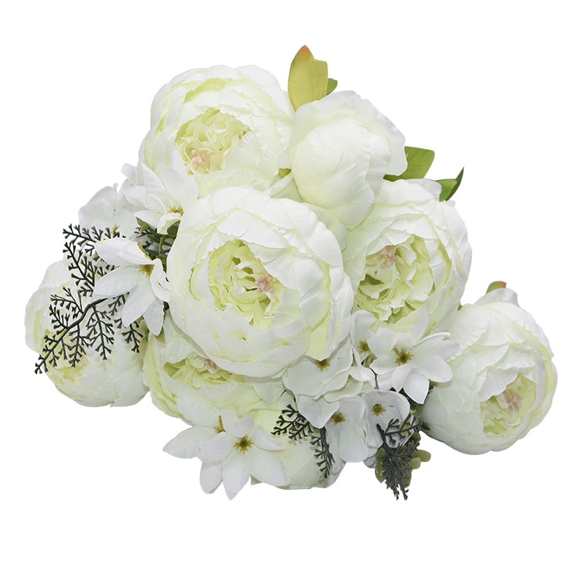 1 Bunch European Artificial Peony Flowers Silk Fake Flowers Wedding Party Home Decoration Flower Bouquet Wreath DIY