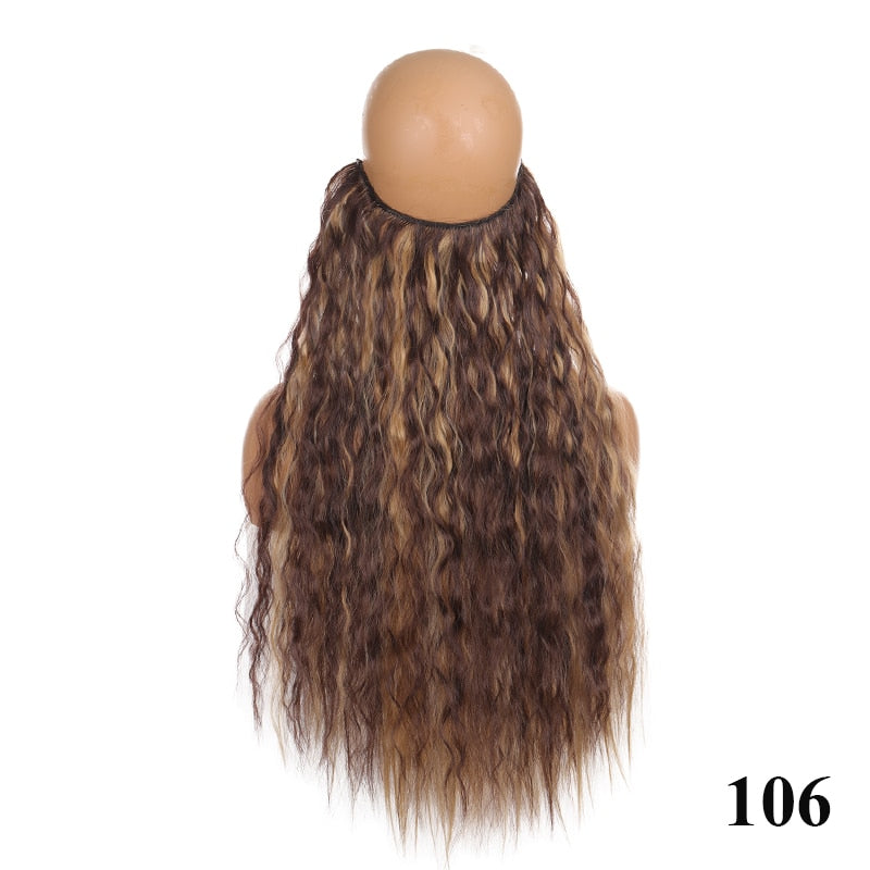 Invisible Wire No Clip One Piece Hair Extensions Secret Fish Line Hair Pieces Wave Straight Synthetic Fake 24 inch