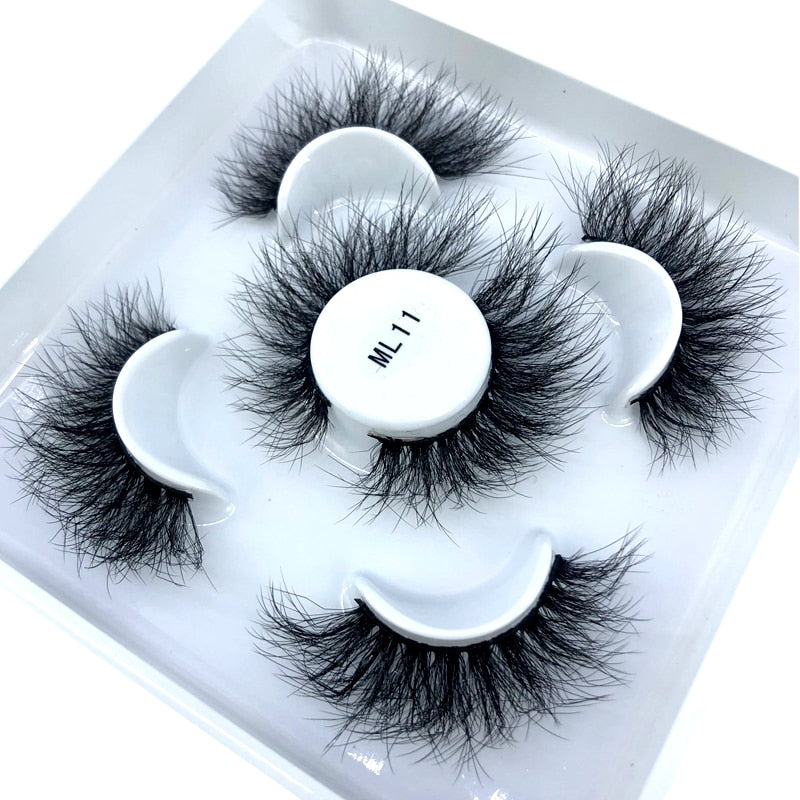 Reusable mink eyelashes 25mm lashes fluffy messy 3D mink lashes 3 pairs natural Long Thick false eyelashes extension