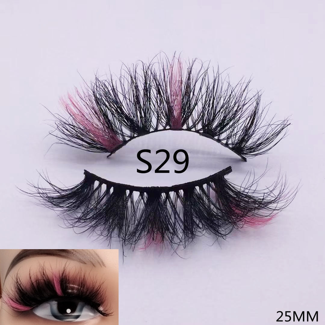 3D Mixed Color Mink Lashes Beauty Natural Individual Eyelashes Fluffy Lash Extension mix pink blue dramatic lash
