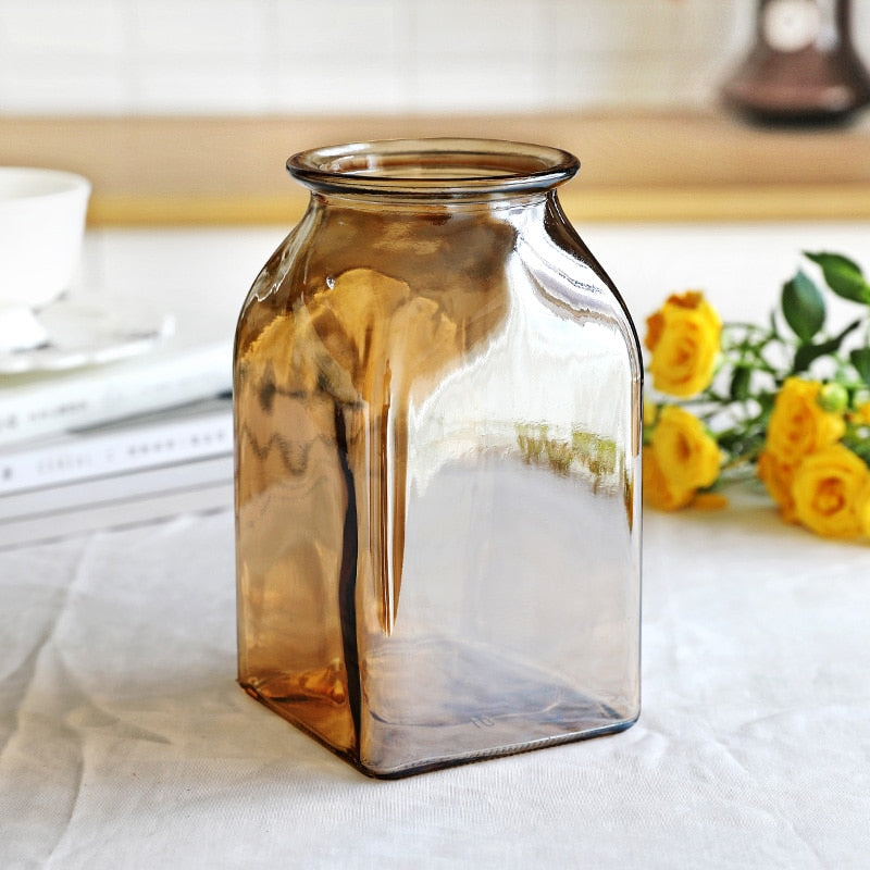 Multicolor Glass Vase Dried Flowers Nordic Transparent Europe Home Decoration Home Flower Vases