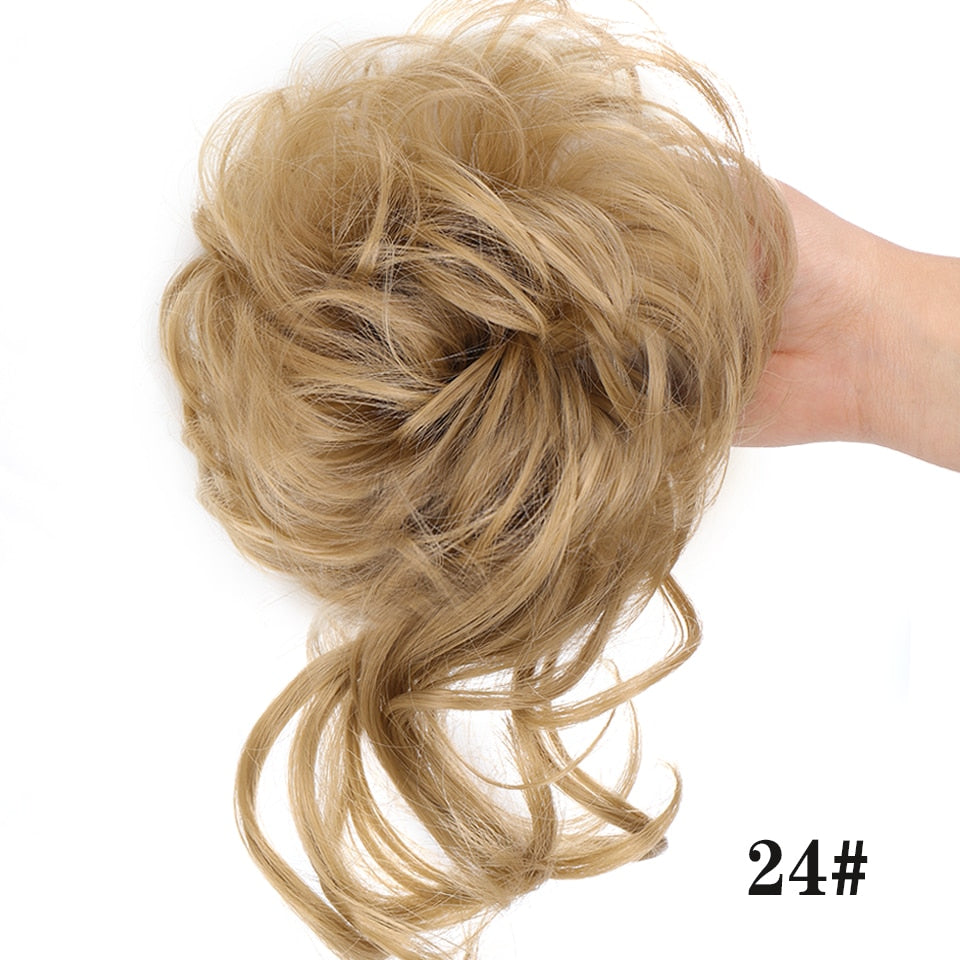 Synthetic Hair Bun Bands Blonde Black Messy Curly Chignon Donut Updo Scrunchies Fake Hair Pieces For Women Hair Extensions