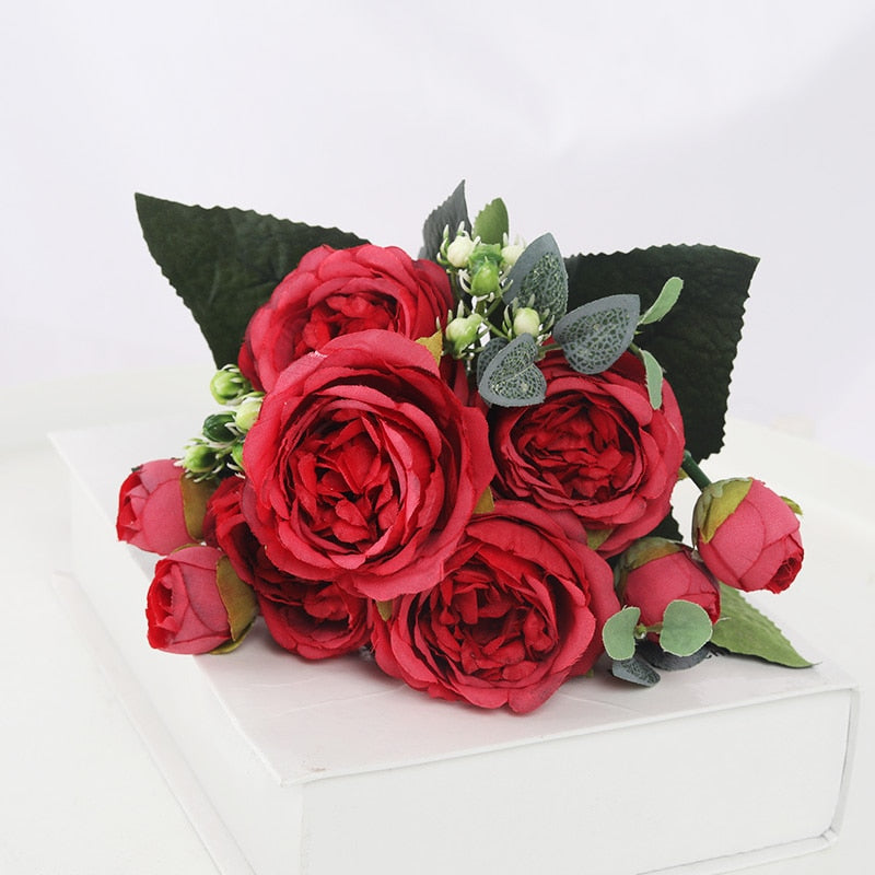  Artificial Flowers Peony Tea Rose 