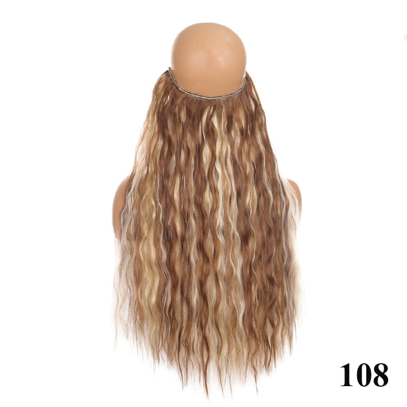 Invisible Wire No Clip One Piece Hair Extensions Secret Fish Line Hair Pieces Wave Straight Synthetic Fake 24 inch