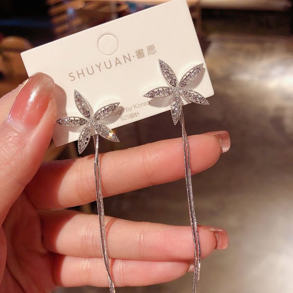 Women Long Tassel Earrings Korean Sweet Butterfly Rhinestone Earring Elegant Geometric Hanging Earring Jewelry