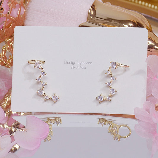 Luxury Exquisite Inlaid CZ Big Dipper Earring for Women Charm High Quality Ear Bone Clip Stud Earring Pendant