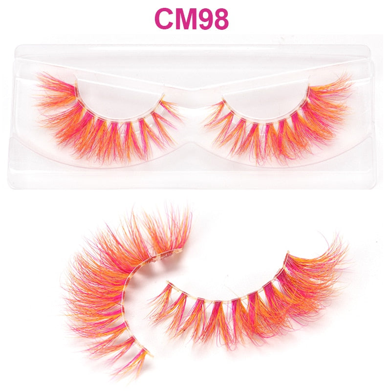 7 Colors Rainbow Eyelashes Princess Cilia Real Mink Fluffy Colored False Lashes for Halloween Party Cosplay