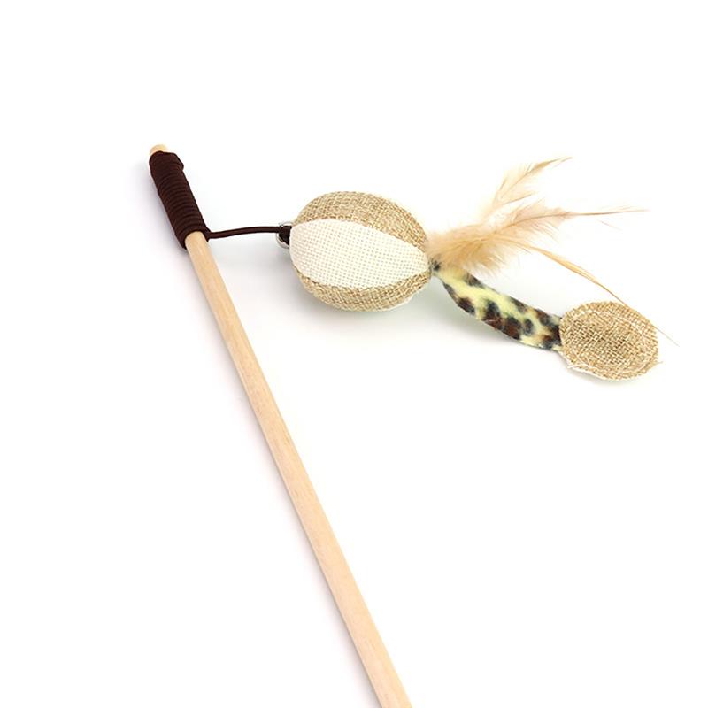 1pc Cat Stick Toy Wooden Rod Small Bell Decor Cat Teaser Play Toy Cat Wand For Cat Pet Supplies Cat Favors Random Style
