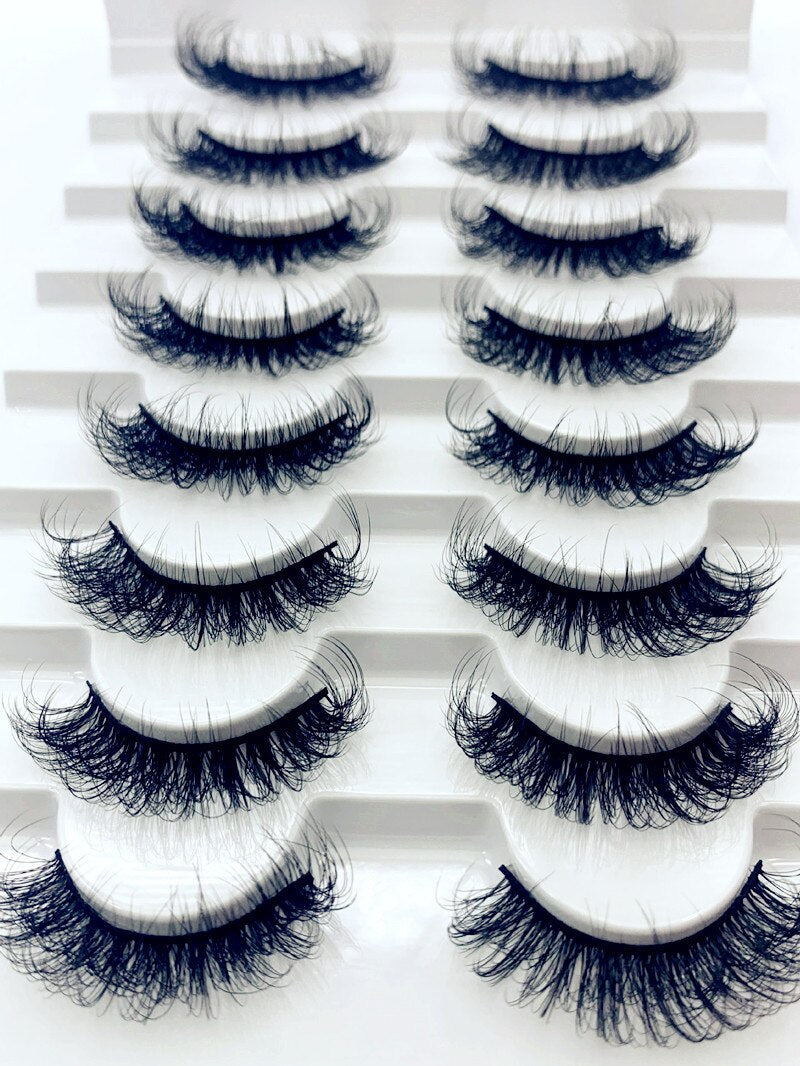 5/8pairs natural false eyelashes fake lashes long makeup 3d mink lashes eyelash extension Fluffy Mink Lashes
