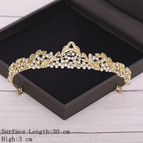 Bridal Crown Golden Wedding Hair Accessories Crystal Rhinestone Bride Wedding Tiaras and Crowns Headpiece Diadema Hair Ornament