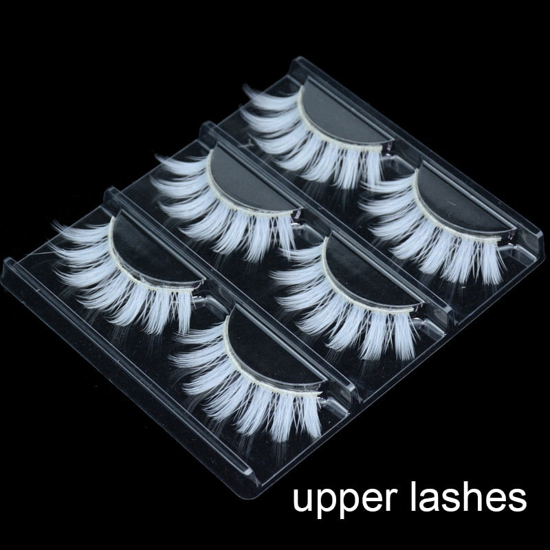 3 Pairs/Lot Fluffy Lace White Eyelashe Natural Colored Artificial Vegan Silk Eye Lashes for Doll Cosplay Party