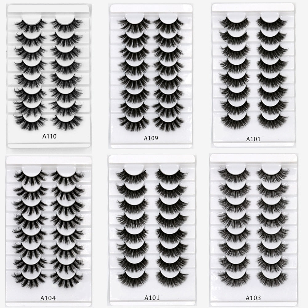 3D Mink Lashes 2/5/8 Pairs Natural False Eyelashes Fluffy Soft Wispy Volume Dramatic Long Cross Eyelash Extension