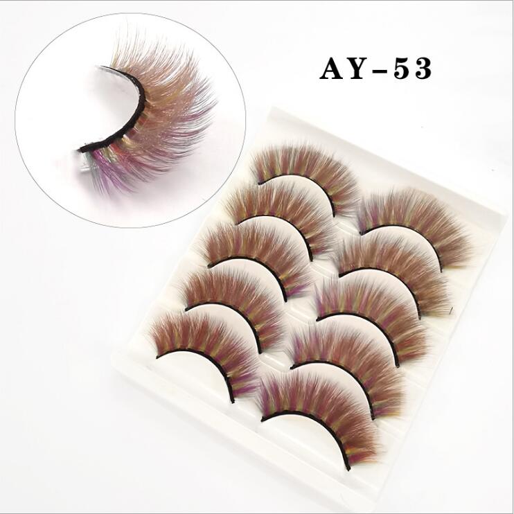 5 Pairs 8-25mm 3d Mink Colorful Dramatic fake Lashes Wispy Natural long Mink Lashes False Eyelashes