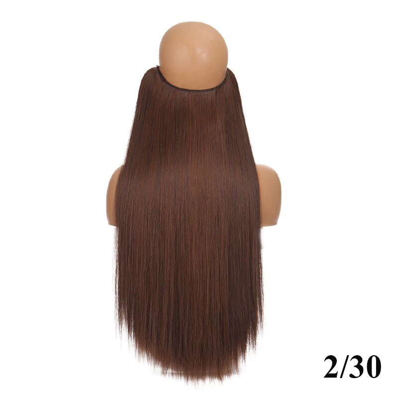 Synthetic 24inch Invisible Hair Wire Without No Clip Hair Extension Fishing Line Wig Wavy Hair Female False Hair Piece