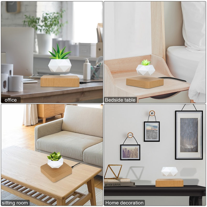 Levitating Air Bonsai Pot Rotation Flower Pot Planters Magnetic  Suspension Floating Pot Potted Plant Home Decor