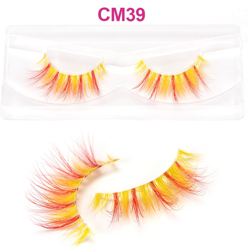 7 Colors Rainbow Eyelashes Princess Cilia Real Mink Fluffy Colored False Lashes for Halloween Party Cosplay