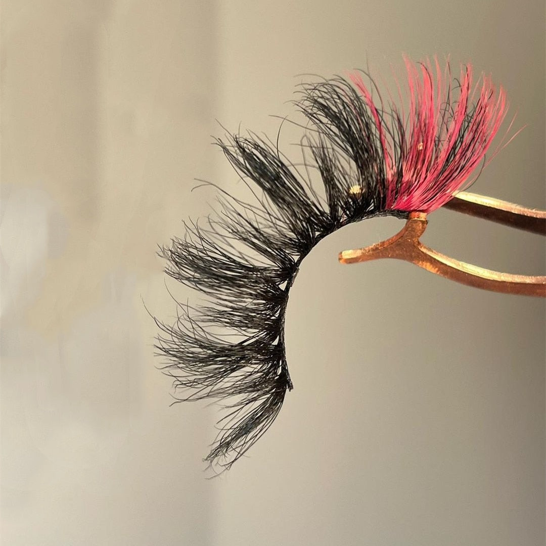 3D Mink Eyelashes Colorful 100% Mink Lashes Mix Color Pink Blue Red White False Eyelashes Fluffy Soft Cilias