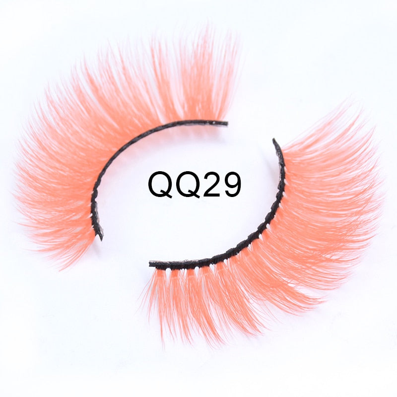 Fluffy Thick Dramatic 3D Faux Mink Colored Eyelashes Pink Red Natural Synthetic Colorful Rainbow Color Eye Lashes for Holiday