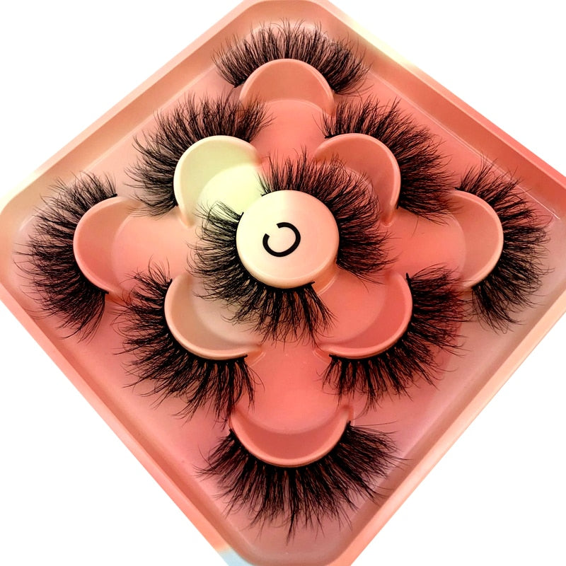 5 Pairs 3D Mink Lashes Natural Mink False Eyelashes Dramatic Volume Fake Eyelash Extension Faux Cils