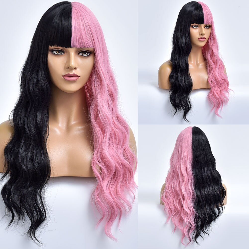 Blonde Body Wave Synthetic Wigs For Women Long Wave White Lolita Cosplay Party Natural Heat Resistant Hair