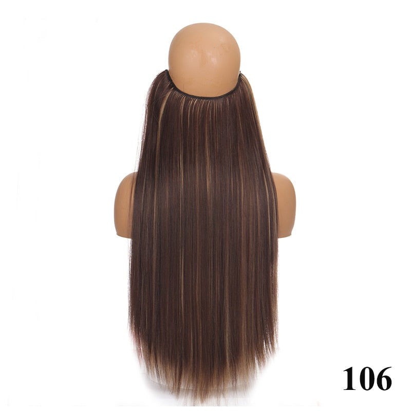 Invisible Wire No Clip One Piece Hair Extensions Secret Fish Line Hair Pieces Wave Straight Synthetic Fake 24 inch