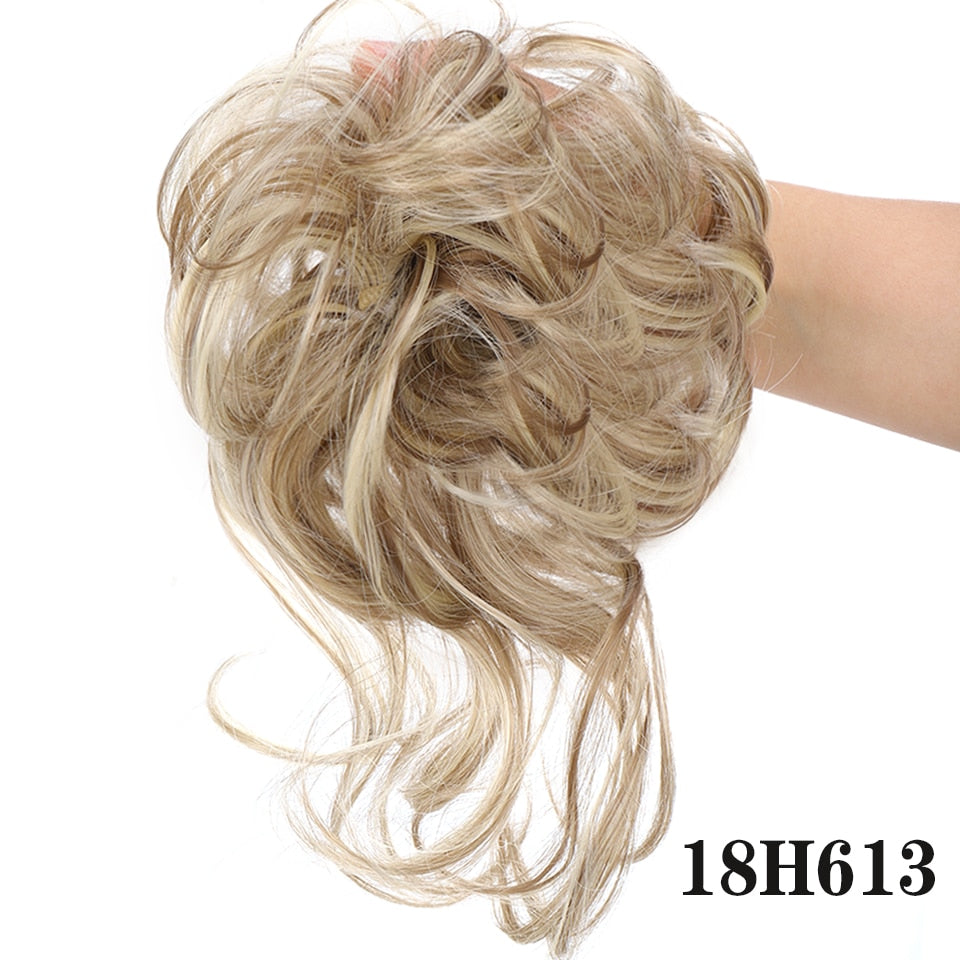 Synthetic Hair Bun Bands Blonde Black Messy Curly Chignon Donut Updo Scrunchies Fake Hair Pieces For Women Hair Extensions