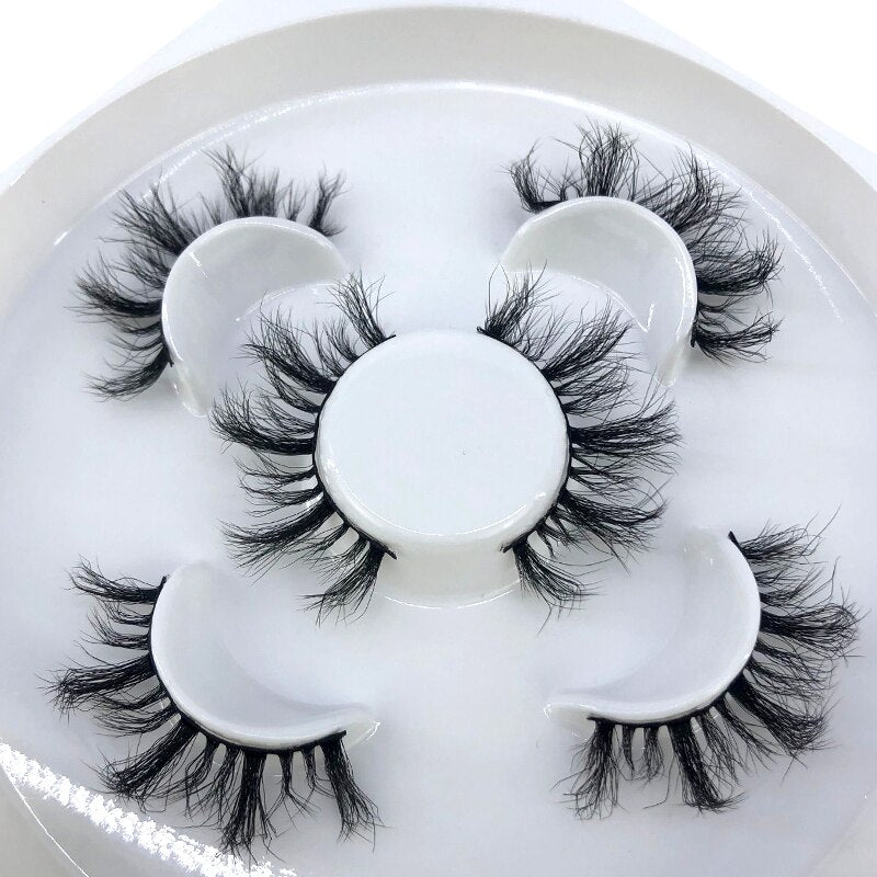 Reusable mink eyelashes 25mm lashes fluffy messy 3D mink lashes 3 pairs natural Long Thick false eyelashes extension