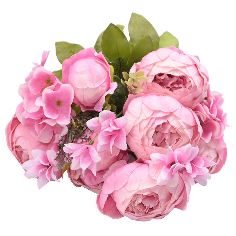 1 Bunch European Artificial Peony Flowers Silk Fake Flowers Wedding Party Home Decoration Flower Bouquet Wreath DIY