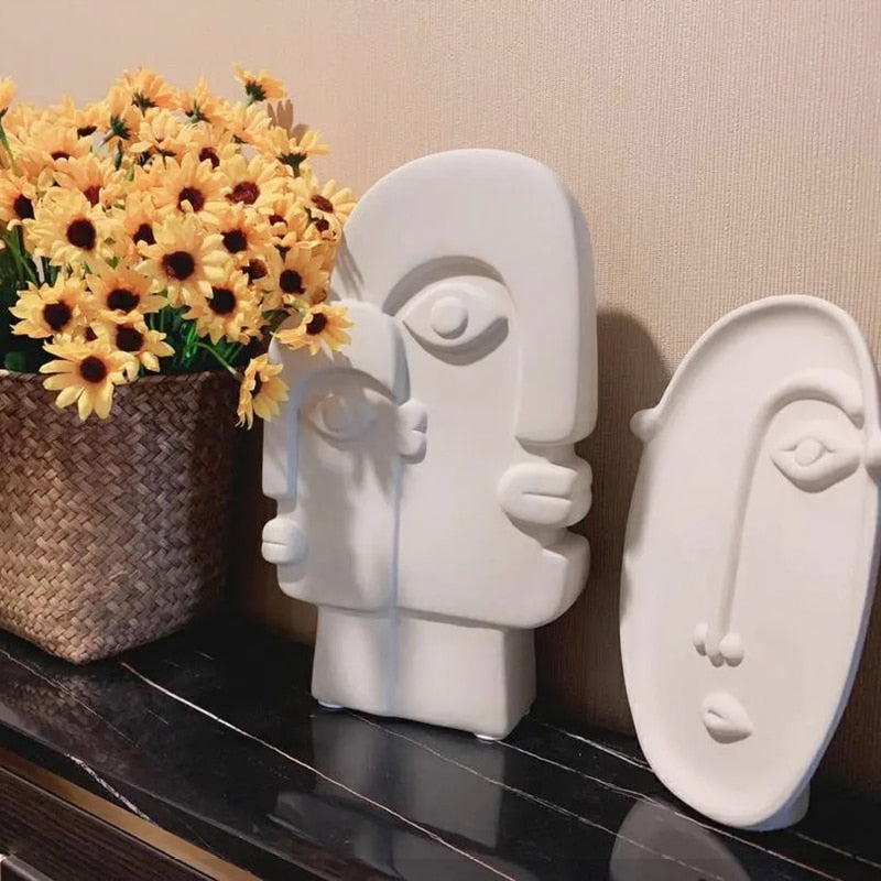 Nordic Creative Ceramic Face Vase Simple Decoration Bedroom Decor Livingroom Porch Home Decoration Art Vase